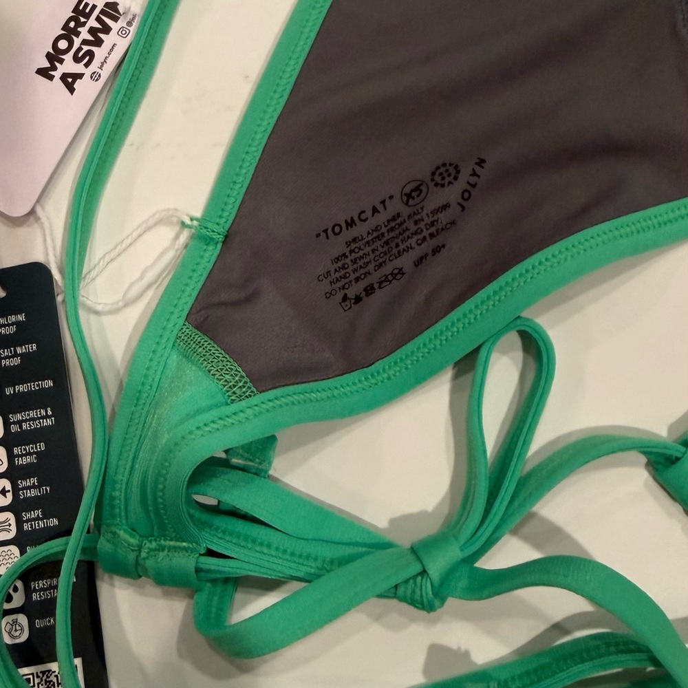 New Jolyn Swim Tomcat Bikini Top In Key Lime Green Training Competition - Picture 9 of 9